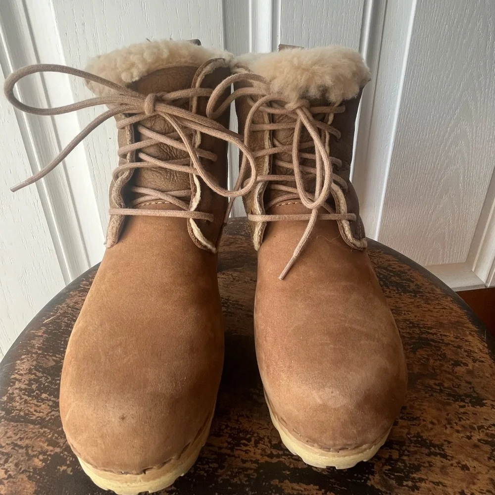 No.6 Lander Lace Up Shearling Clog Boots size 5.5 (35) women’s shoes